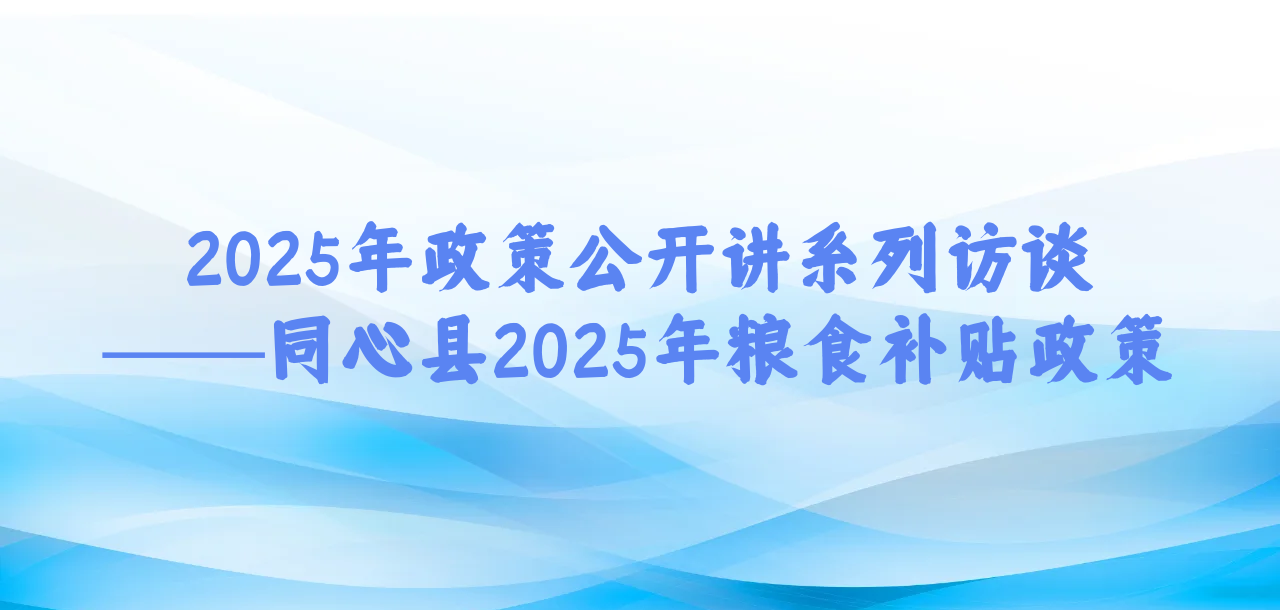 2025年政策公开讲系列访谈⑦丨同心县2025年粮食补贴政策